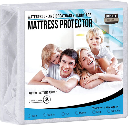 200 GSM Premium Waterproof & Breathable Terry Top Mattress Protector by Utopia Bedding - Bulk Pack of 14