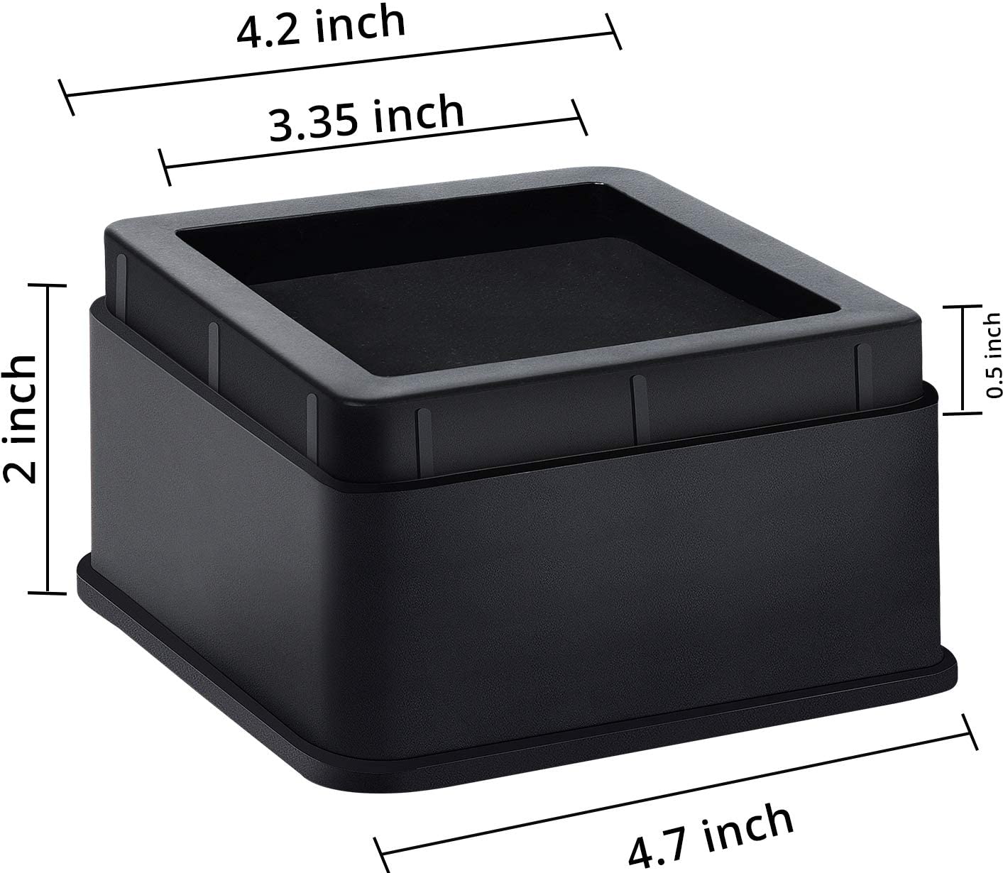 Furniture and Bed Risers - 2 Inch Stackable Square Risers (Black ...