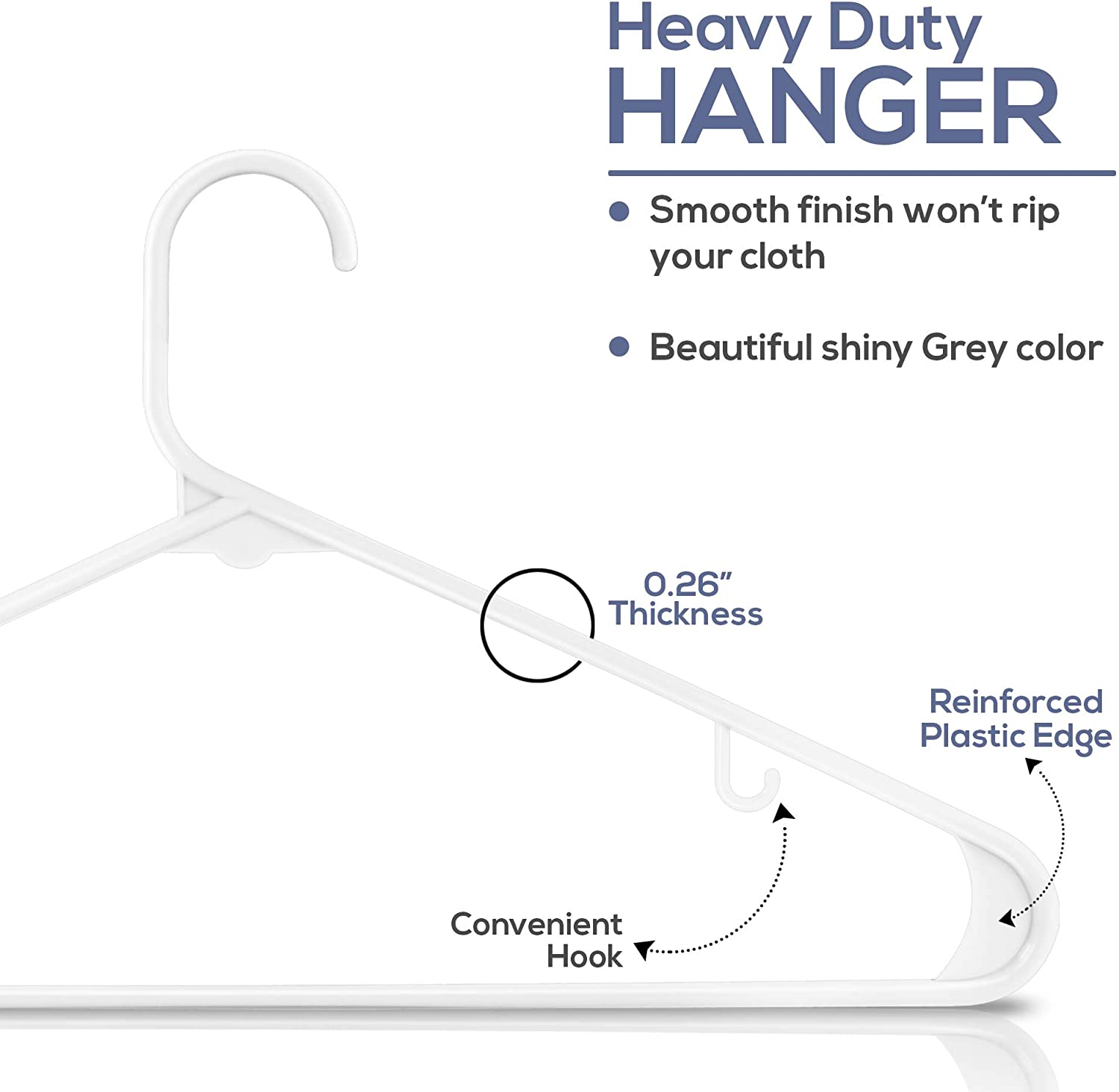 Plastic Clothes Hangers 50 Pack, Black-Lightweight Space Saving