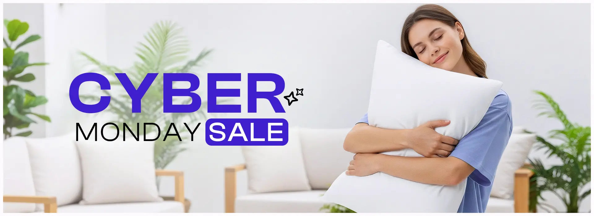 Cyber Monday promotion graphic with bold text and a 'Sale' button.